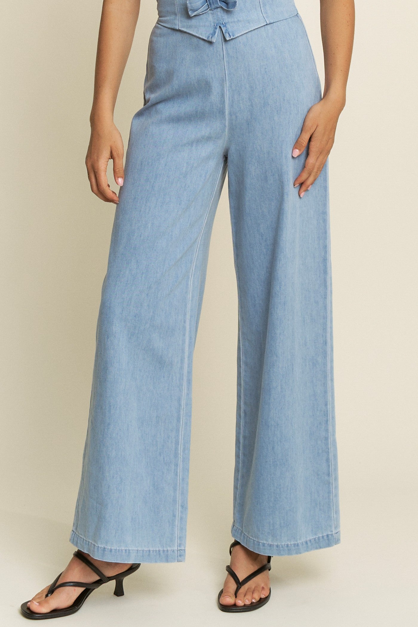 Strapless Bow Detail Wide Leg Jumpsuit