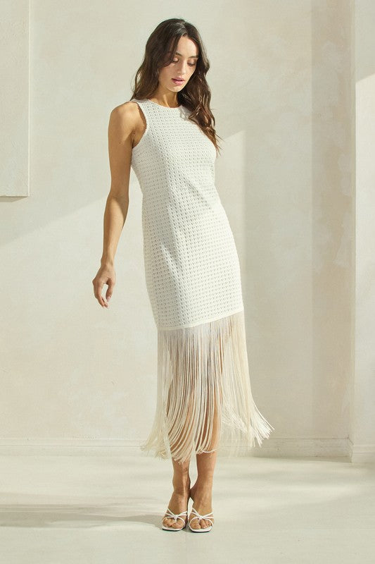 White Fringe Dress