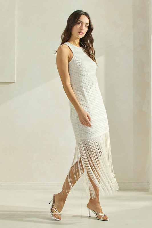 White Fringe Dress