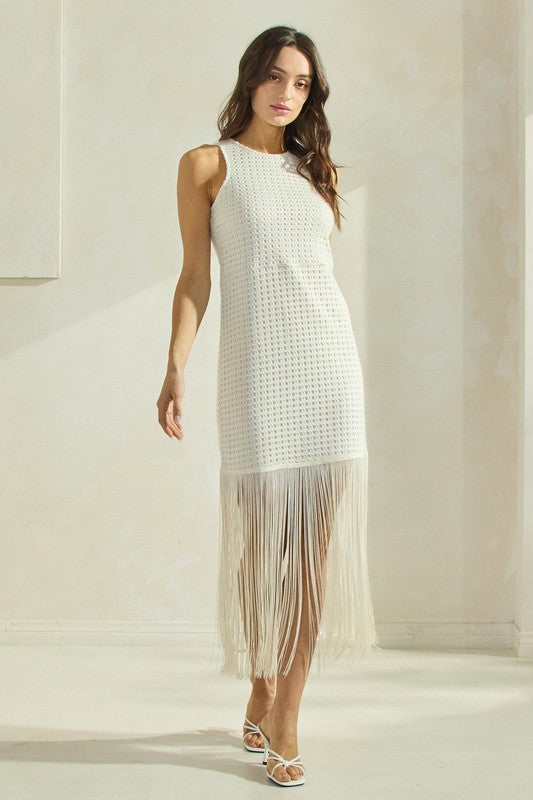 White Fringe Dress