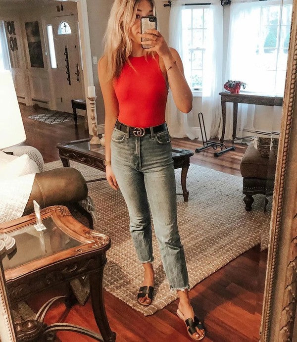 Narrow Shoulder Crew Neck Bodysuit