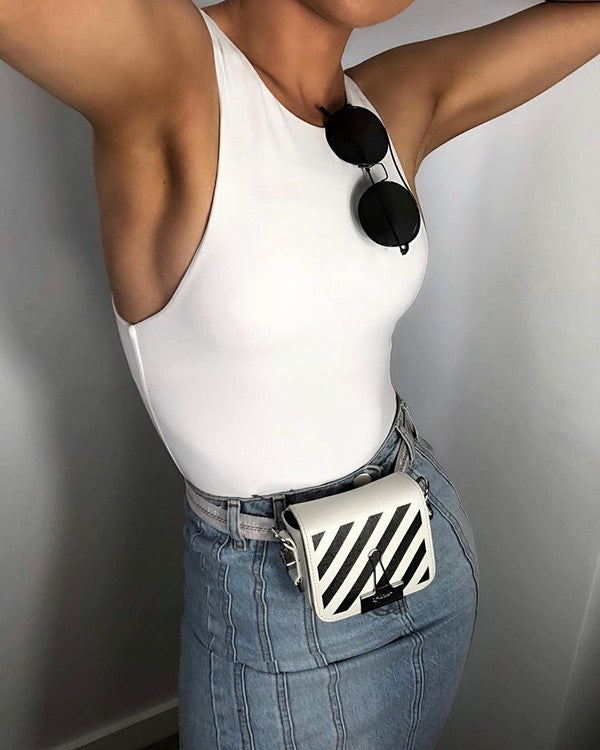 Narrow Shoulder Crew Neck Bodysuit