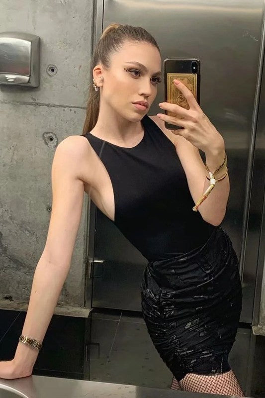 Narrow Shoulder Crew Neck Bodysuit