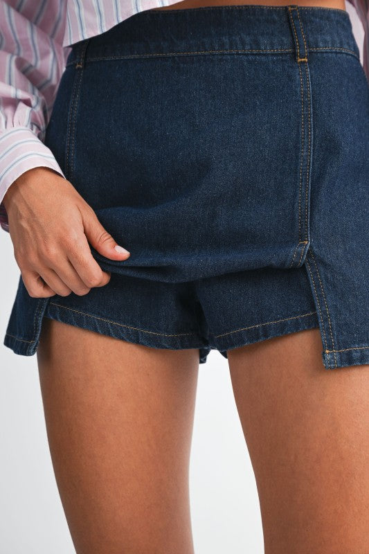 Slit Denim Skort