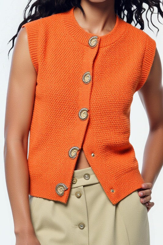 Shell Buttons Vest Top