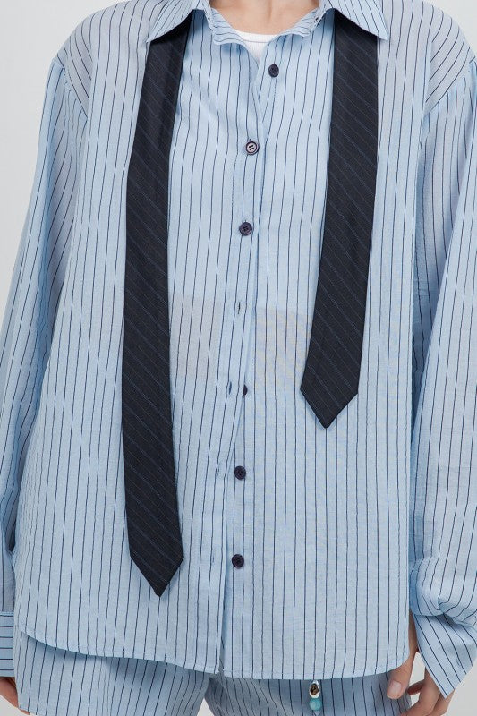 Button Down with Neck Tie Top
