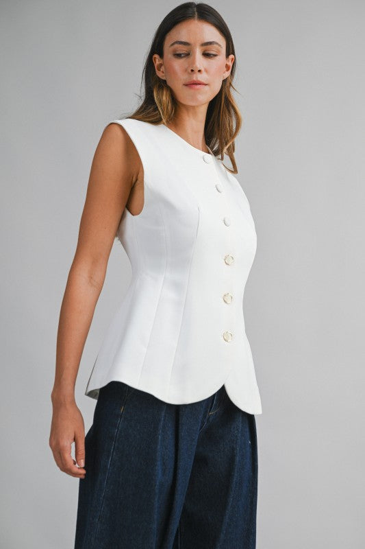 Tailored Button Vest Jacket