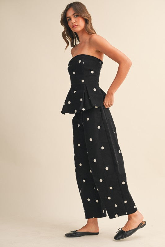 Polkadot Top And Barrel Pants Set