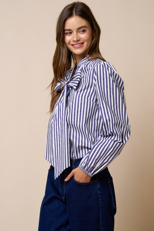 Stripe Front Bow Top