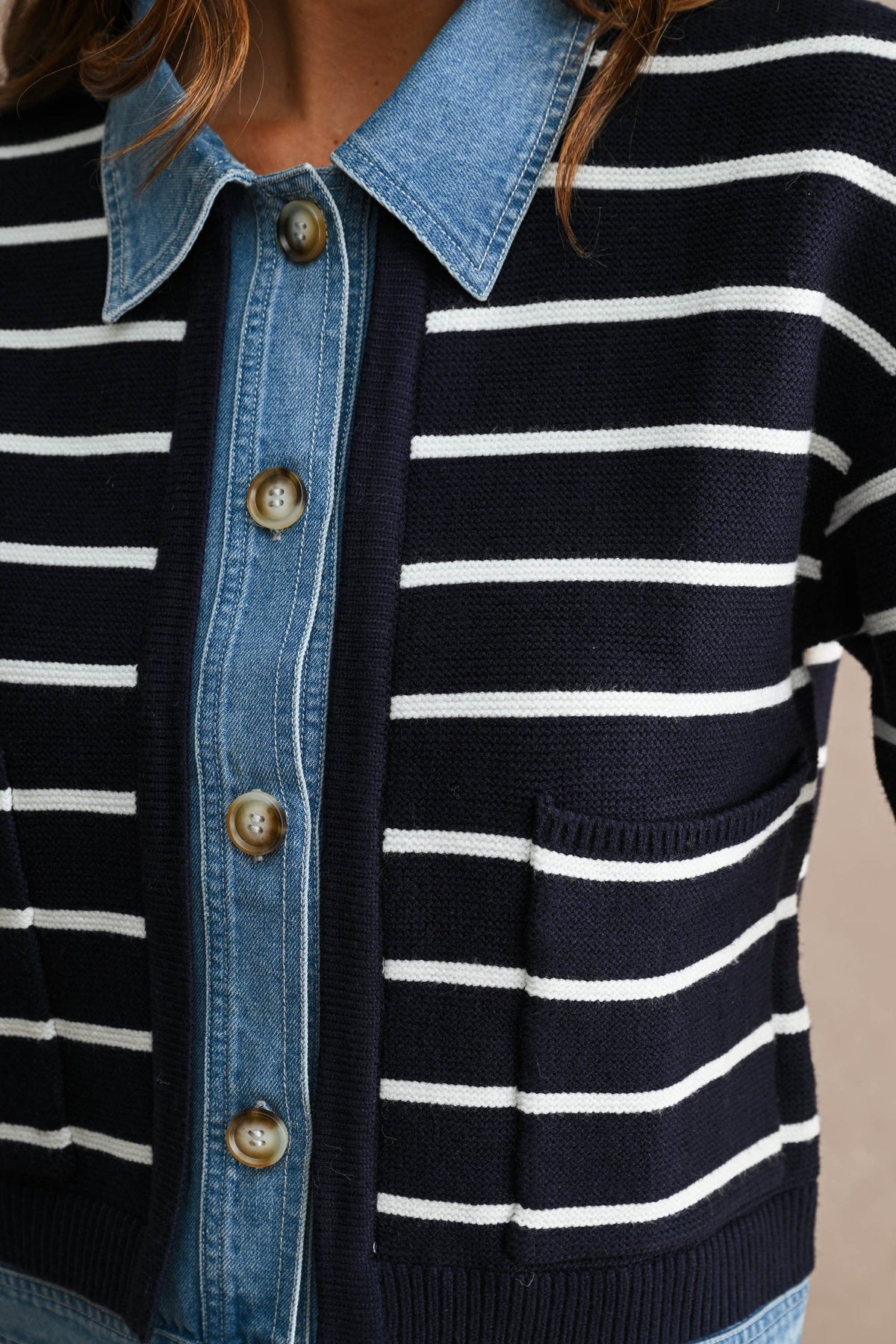 Striped Denim Sweater