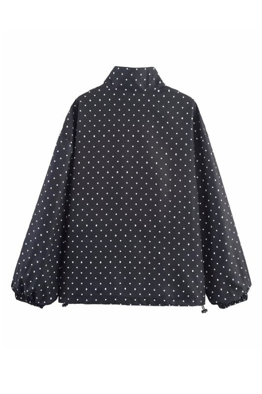 Polka Dot Half Zip Pullover Jacket
