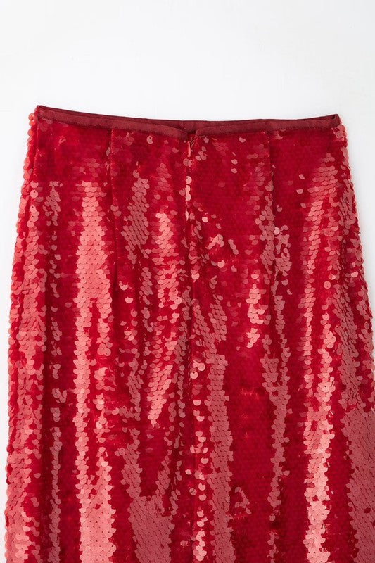Red Sequins Skirt