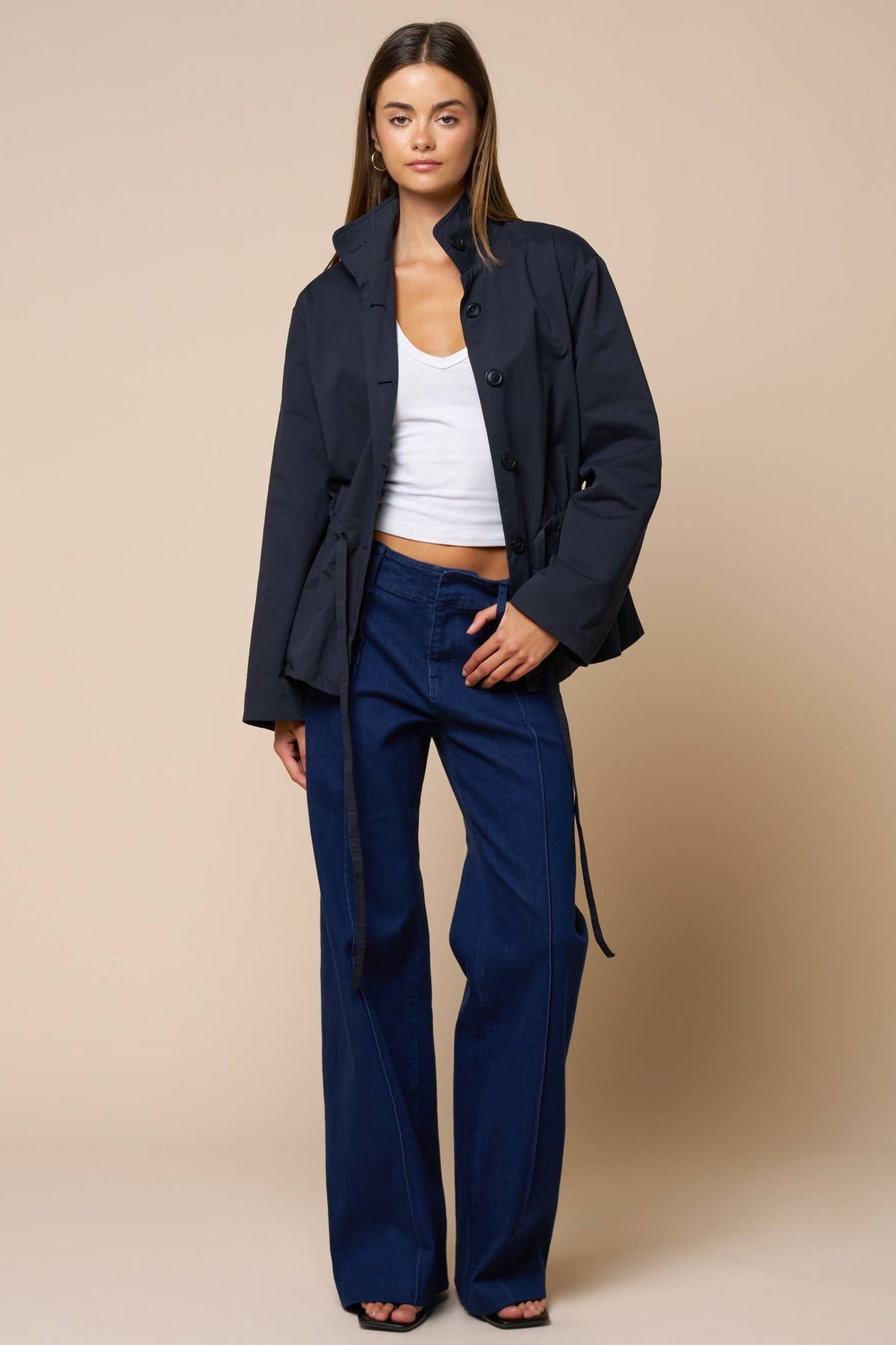 Navy Button Down Jacket