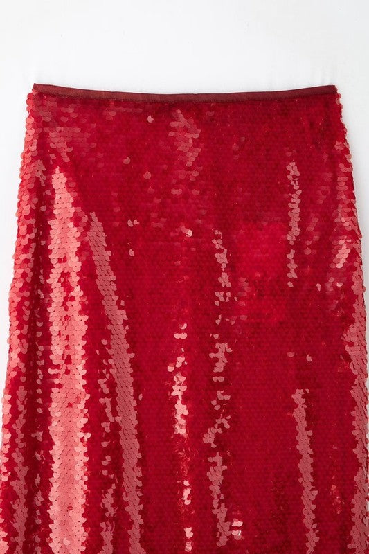 Red Sequins Skirt