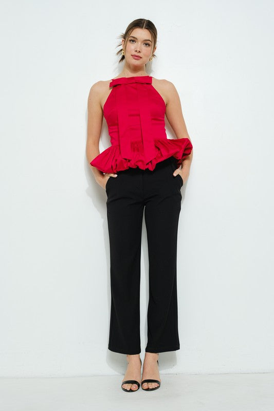 Red Bow Detail Top