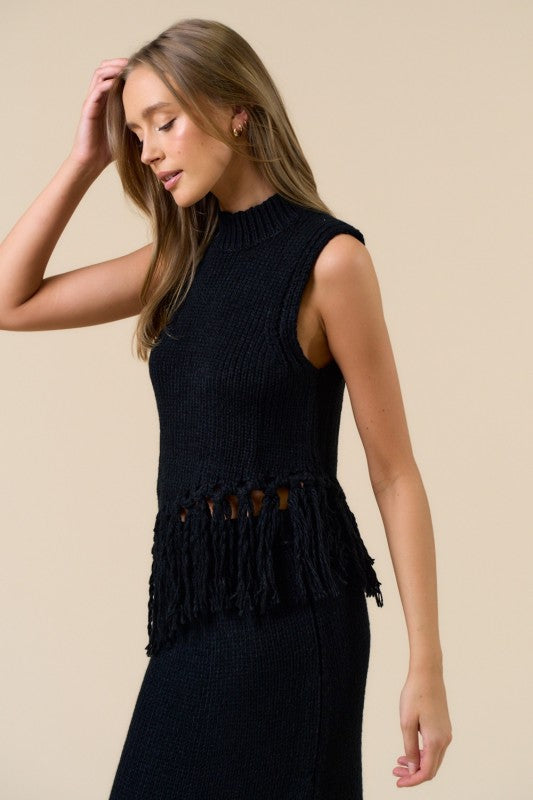 Sleeveless Mock Neck Sweater Top