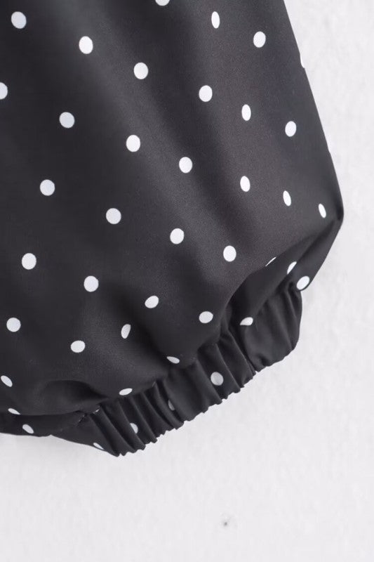 Polka Dot Half Zip Pullover Jacket