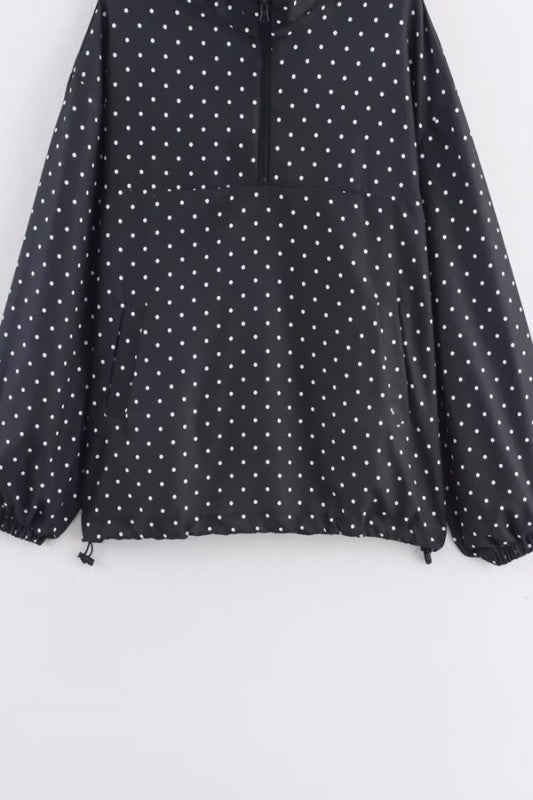 Polka Dot Half Zip Pullover Jacket