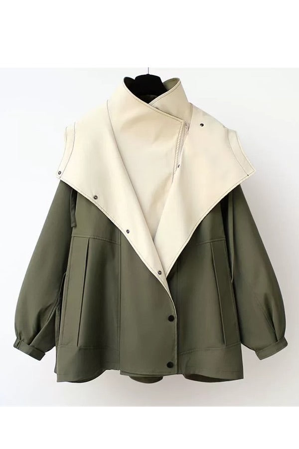 Color block hooded jacket top