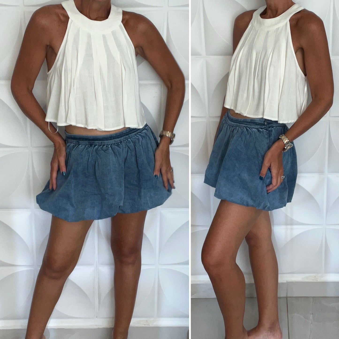 Denim Bubble Shorts