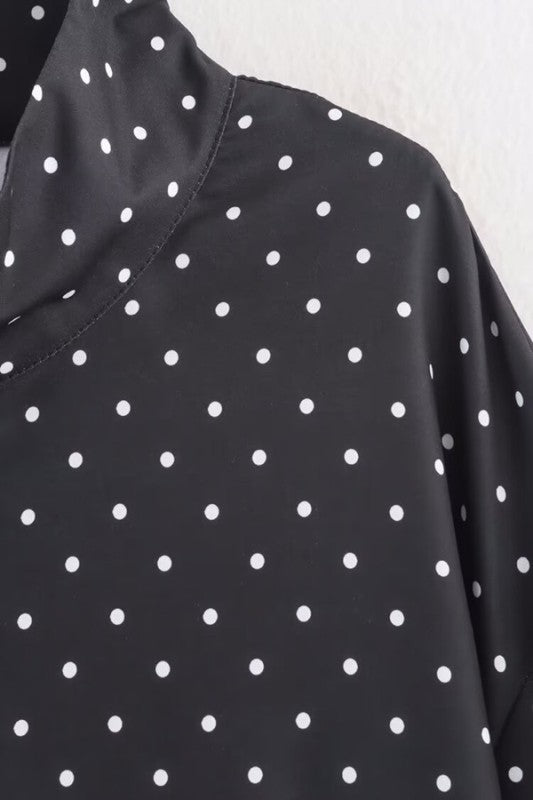 Polka Dot Half Zip Pullover Jacket