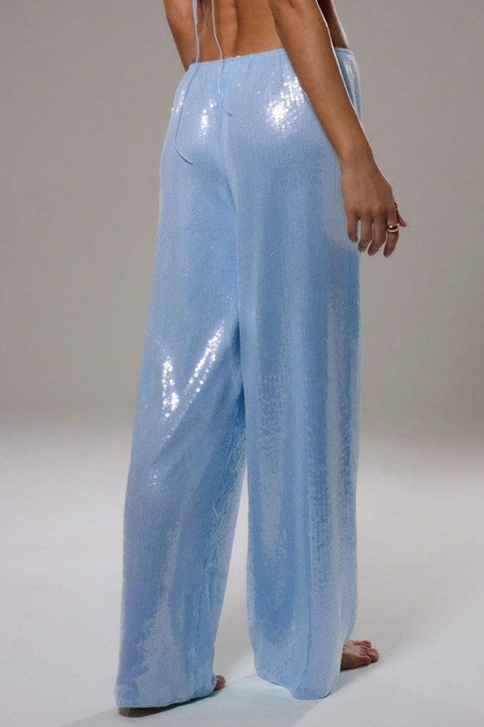Sky Blue Sequins Pants