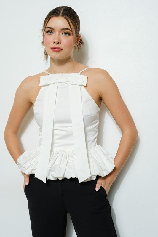 Red Bow Detail Top