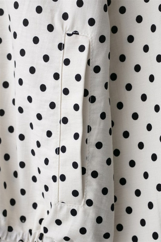 Polka Dotlong Sleeve Puffer Jacket
