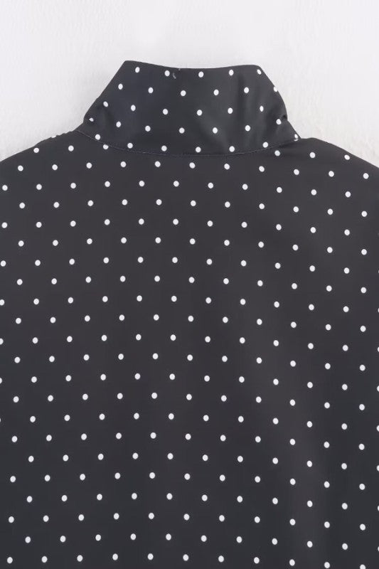 Polka Dot Half Zip Pullover Jacket