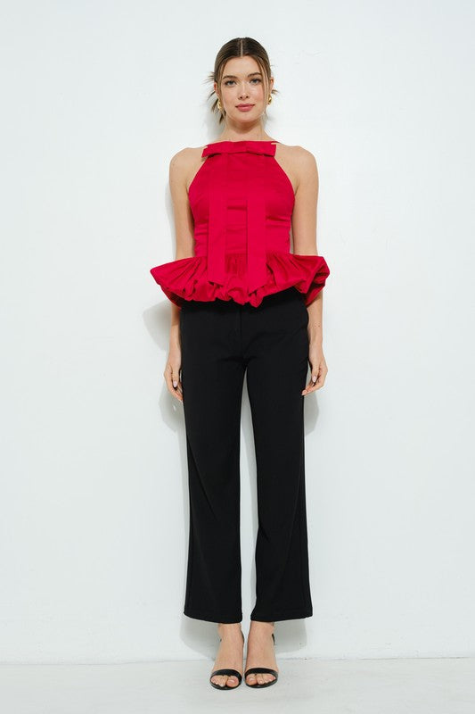 Red Bow Detail Top
