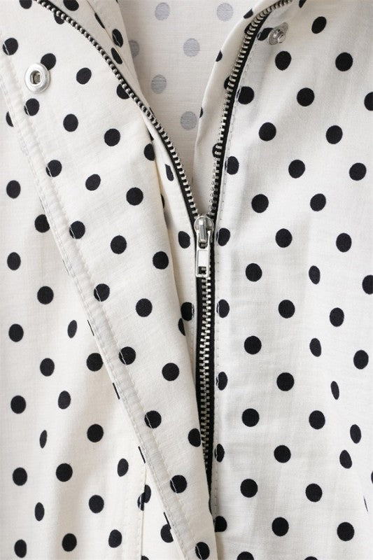 Polka Dotlong Sleeve Puffer Jacket