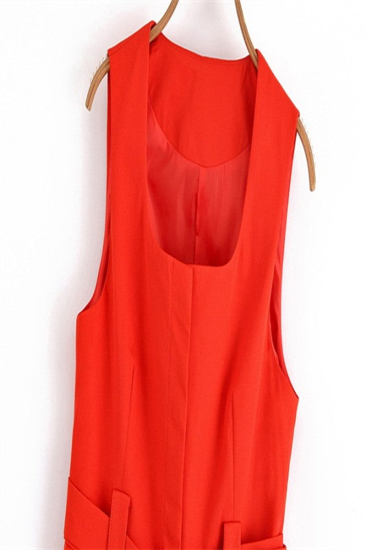 Solid Belted Long Vest