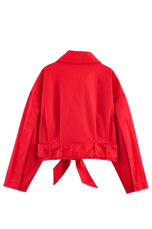 Belted High Neck Jacket Top