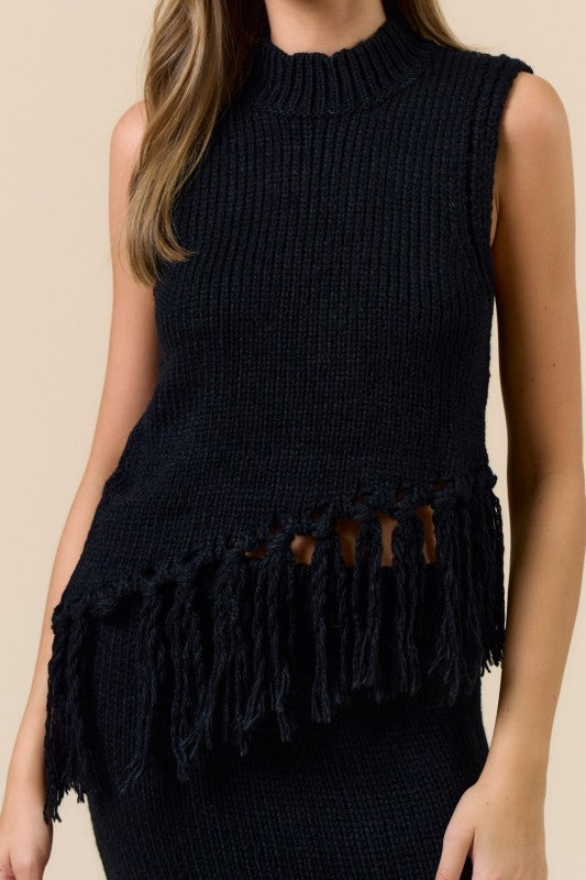 Sleeveless Mock Neck Sweater Top