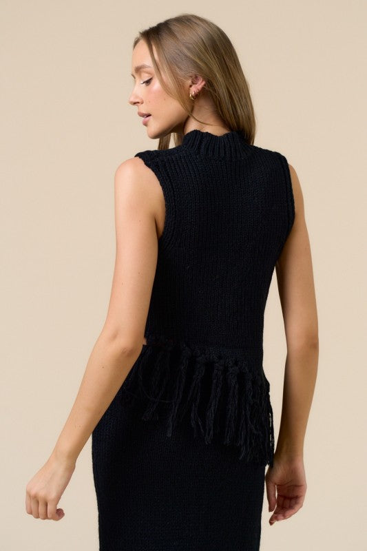 Sleeveless Mock Neck Sweater Top