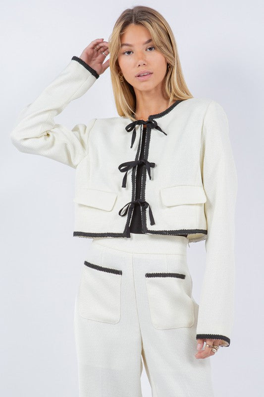 Cropped Ribbon Jacket Top