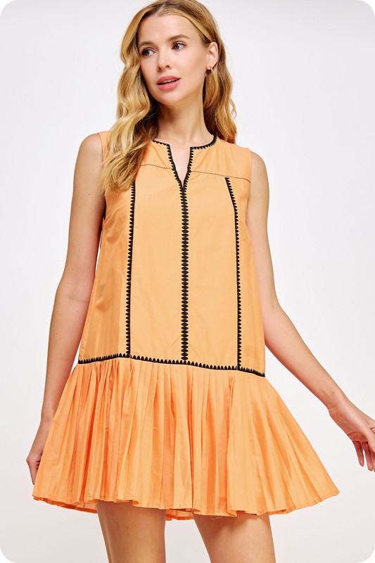 Sleeveless Pleated Mini Dress