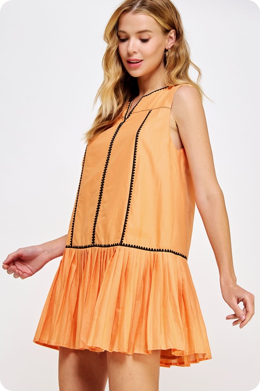 Sleeveless Pleated Mini Dress