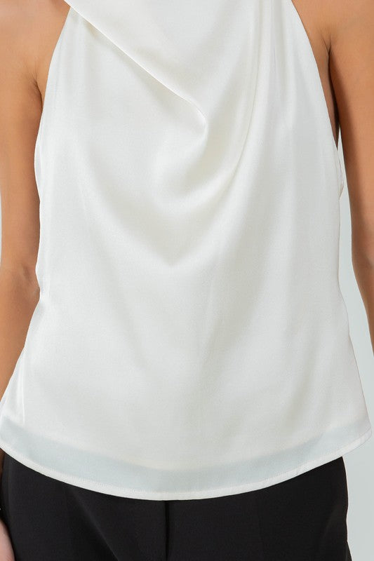 Ivory Back Bow Turtle Neck Top