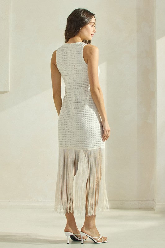 White Fringe Dress