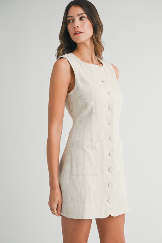 Linen Button Down Mini Dress