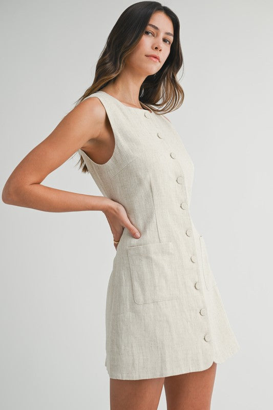 Linen Button Down Mini Dress