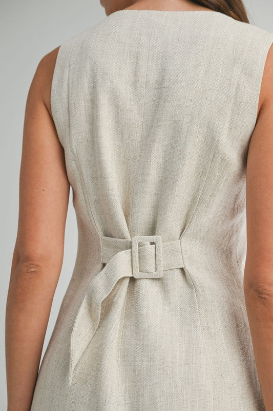 Linen Button Down Mini Dress