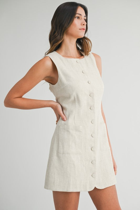 Linen Button Down Mini Dress