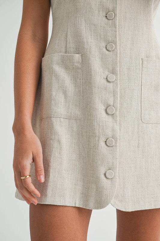 Linen Button Down Mini Dress