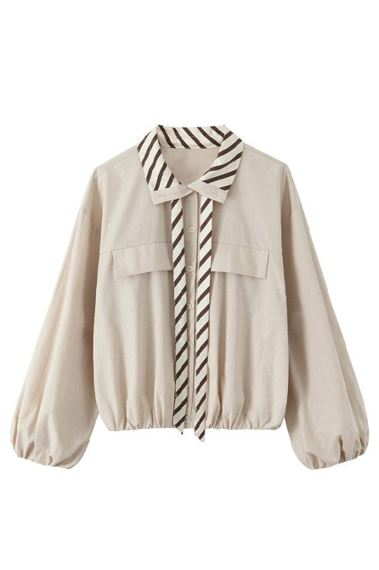 Contrast Poplin Top