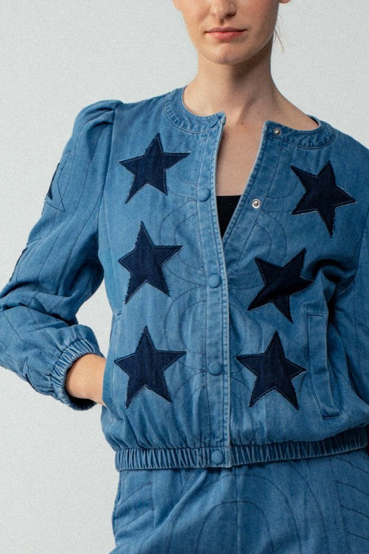 Star Quilted Denim Jacket
