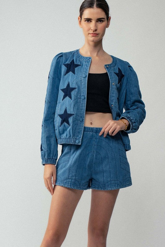 Star Quilted Denim Jacket