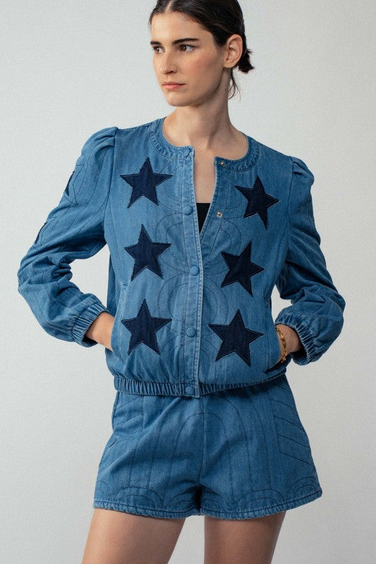 Star Quilted Denim Jacket