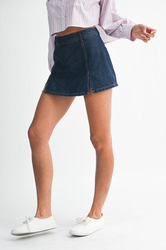 Slit Denim Skort